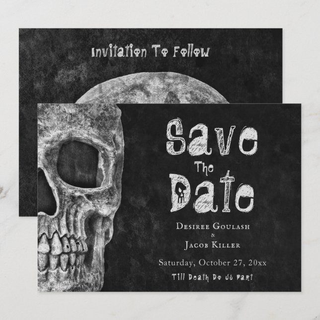 Gothic Skull Halloween Save The Date (Front/Back)