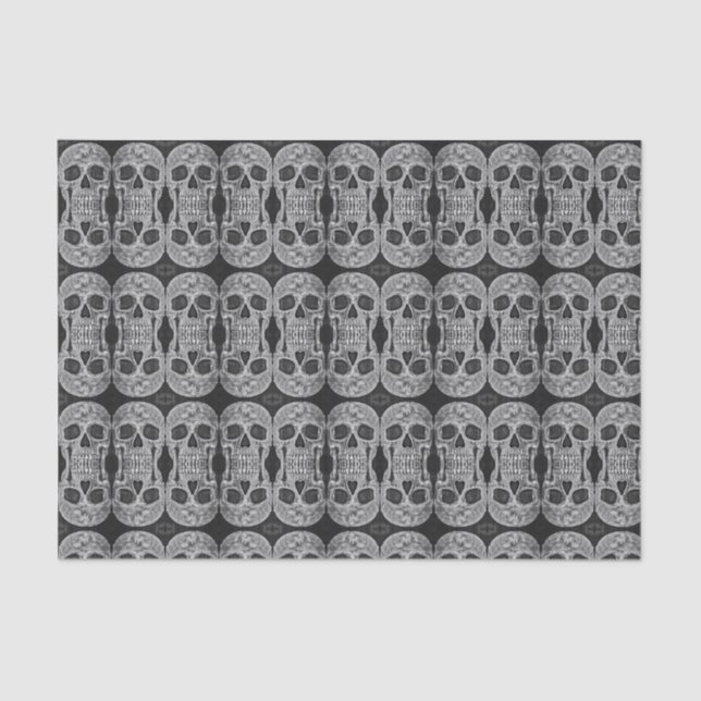 Gothic Skull Head Black And White Abstract Pattern Tissue Paper (Front)