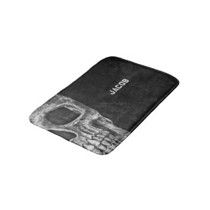 Gothic Skull Head Black And White Custom Bath Mat