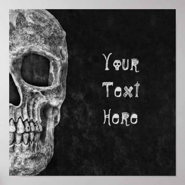 Gothic Skull Head Black And White Custom Poster (Front)