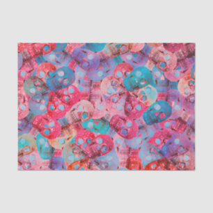 Gothic Skull Head Colourful Pink Teal Blue Pattern Tissue Paper
