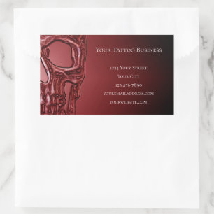 Gothic Skull Head Red Black Glowing Tattoo Shop Sticker