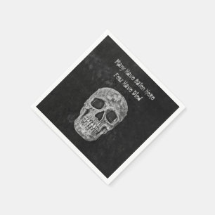 Gothic Skull Head Texture Black And White Funny Napkin