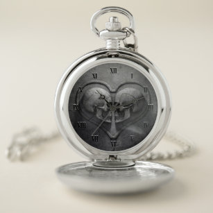 Gothic Skull Heart Pocket Watch