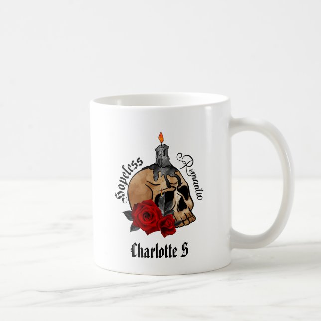 Gothic Skull Hopeless Romantic Coffee Mug (Right)