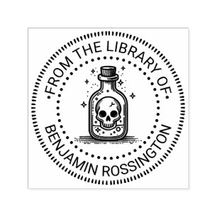 Gothic Skull in Bottle NT Library Book Name Self-inking Stamp