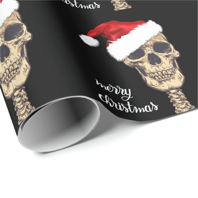Gothic Skull Merry Christmas gift wrap (Roll Corner)