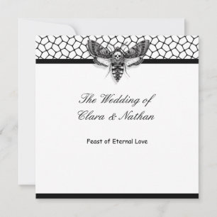 Gothic Skull Moth Wedding Menu – Feast of Eternal Invitation