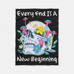 Gothic Skull Mushroom Flowers Every End Is A New B Fleece Blanket