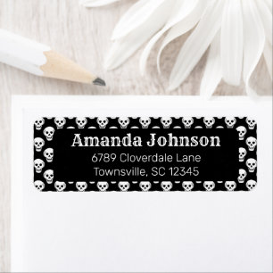 Gothic Skull Pattern Black Return Address