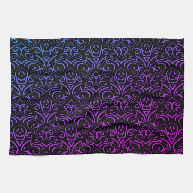 Gothic Skull Pattern Kitchen Towel (Horizontal)