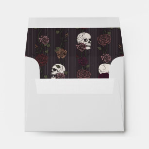 Gothic Skull Pearl Grey Pre-Printed Address RSVP Envelope