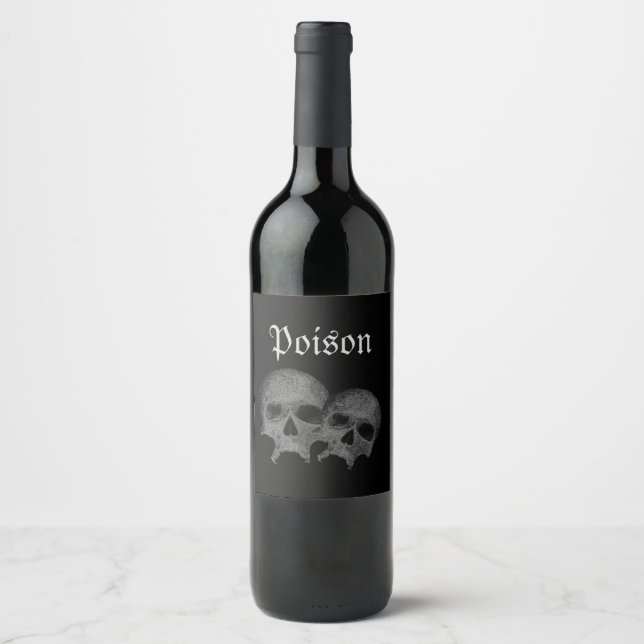 Gothic Skull Poison Halloween Party Decorations Wine Label (Front)