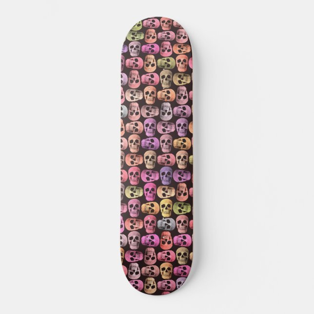Gothic Skull Pop Art Colourful Fun Design Skateboard (Front)