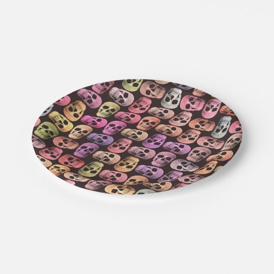 Gothic Skull Pop Art Fun Colorful Design Paper Plate Gothic Skull Pop Art Fun Colorful Design Paper Plate