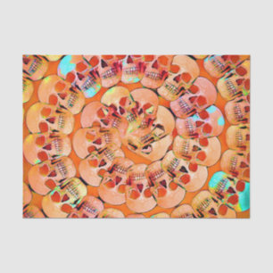 Gothic Skull Pop Art Orange Cool Spiral Pattern Tissue Paper