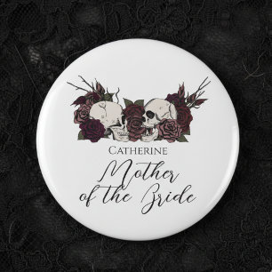 Gothic Skull & Rose Wedding Party 2 Inch Round Button