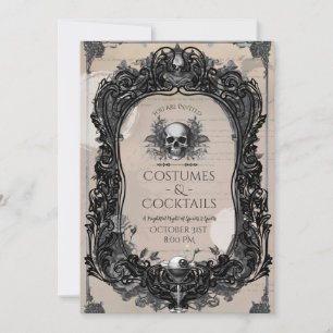 Gothic Skull Roses Adult Costume Cocktail Party Invitation