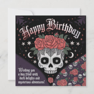 Gothic Skull & Roses Birthday Card 