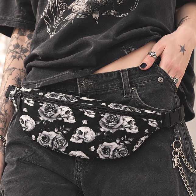 Gothic Skull & Roses Floral Fanny Pack (Creator Uploaded)