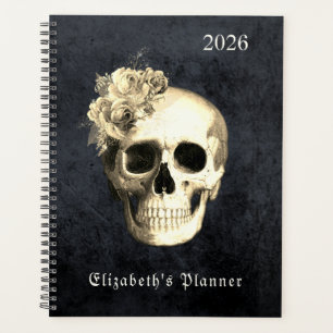  Gothic Skull Roses Personalized 2026 Planner