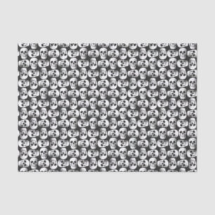 Gothic Skull Scary Black And White Pattern Design Tissue Paper