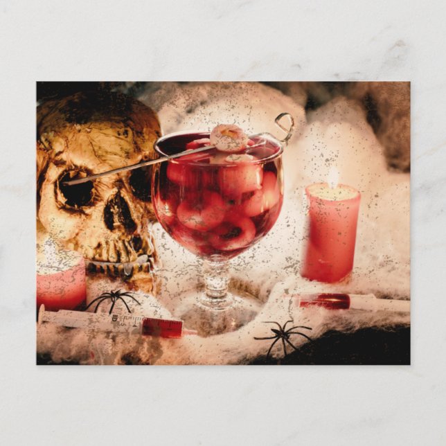 Gothic Skull Scene Halloween Postcard (Front)