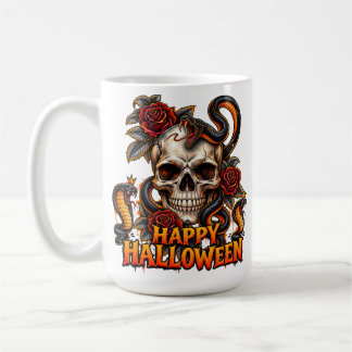 Gothic Skull Snake Halloween Mug – Spooky Dark Art