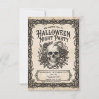 Gothic Skull Snake Halloween Night Party Vintage