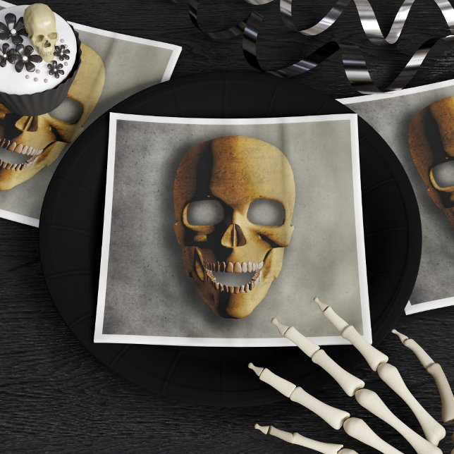 Gothic Skull Spooky Skeleton Face Halloween Party Napkin (Spooky Halloween napkins for your skeleton themed party)