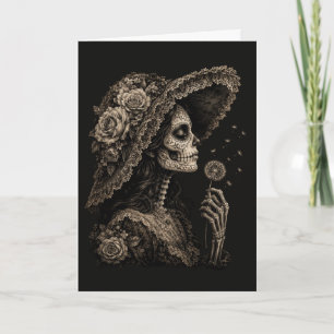Gothic Skull Sugar Skull Woman Day Of The Dead Card