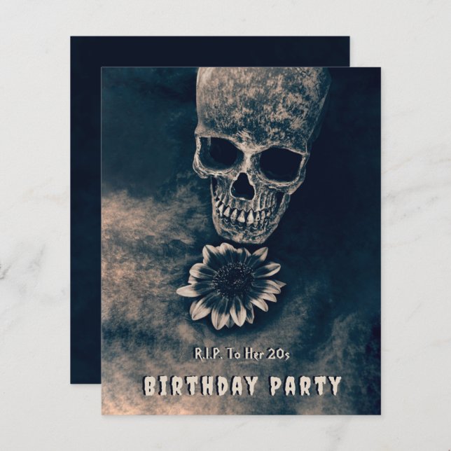 Gothic Skull Sunflower RIP To her 20s Budget (Front/Back)