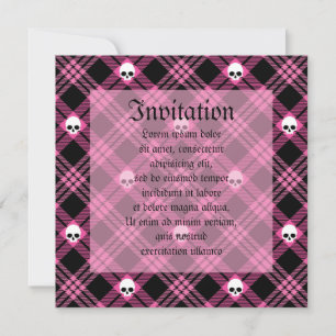 Gothic Skull Tartan Plaid Invitation