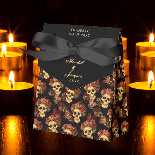 Gothic Skull Till Death Do Us Part Black Wedding Favor Box