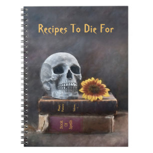 Gothic Skull Vintage Books Yellow Sunflower Recipe