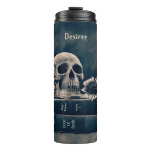 Gothic Skull Vintage Old Books Dark Academia Thermal Tumbler