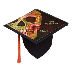 Gothic Skull Vintage Retro Red Green Scary Graduation Cap Topper