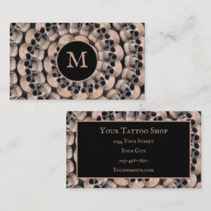 Gothic Skull Vintage Sepia Abstract Monogram Business Card
