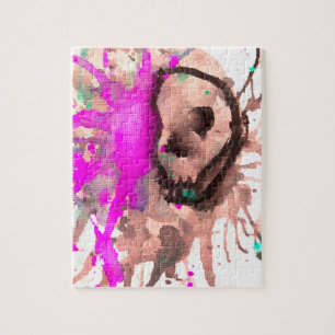 Gothic Skull Watercolor Art Design Jigsaw Puzzle