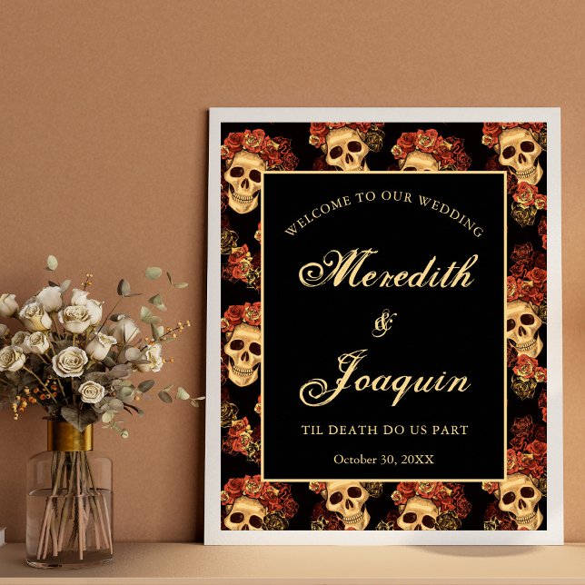 Gothic Skull Welcome to Our Halloween Wedding Poster (Creator Uploaded)