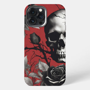 Gothic Skull with Black Rose  iPhone 13 Pro Max Case