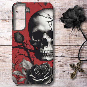 Gothic Skull with Black Rose  Samsung Galaxy Case
