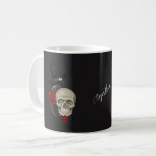 Gothic Skull With Rose And Raven Personalized Coffee Mug