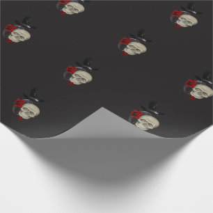 Gothic Skull With Rose and Raven Wrapping Paper