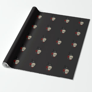 Gothic Skull With Rose and Raven Wrapping Paper