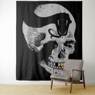 Gothic Skull with Snake Tapestry