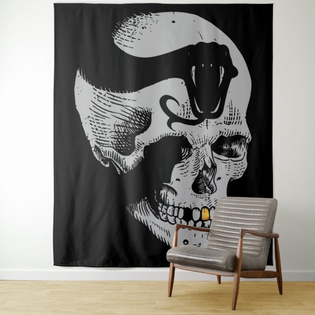 Gothic Skull with Snake Tapestry (In Situ)