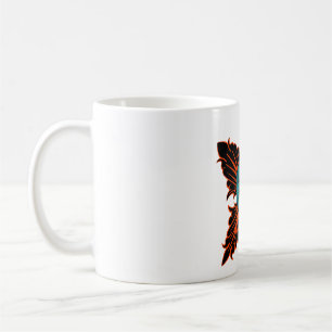 Gothic Skull with Sword and Fiery Tribal Design Coffee Mug