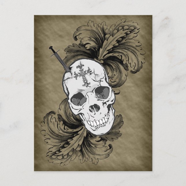 Gothic Skulls and Baroque Post Card (Front)