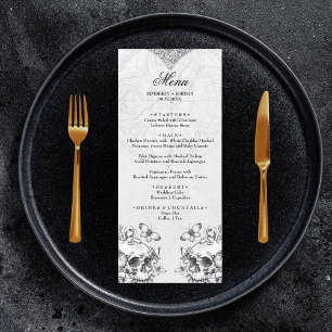 Gothic Skulls Black & White Wedding Moody Menu